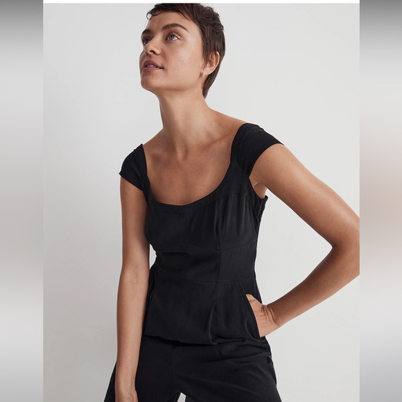 Madewell Cap-Sleeve Crop Wide-Leg Jumpsuit - Picture 3 of 4